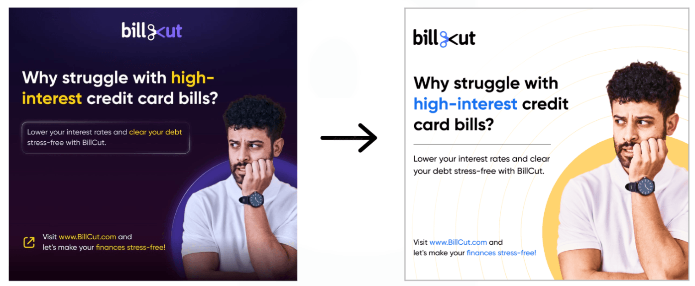 BillCut social post before and after the brand refresh