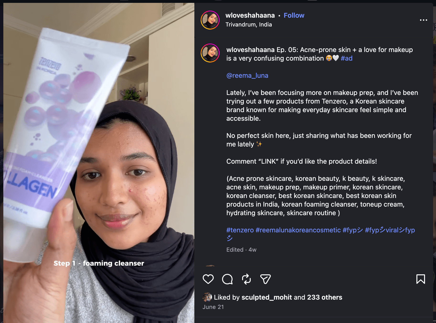 Reema and Luna beauty creator campaign post 1