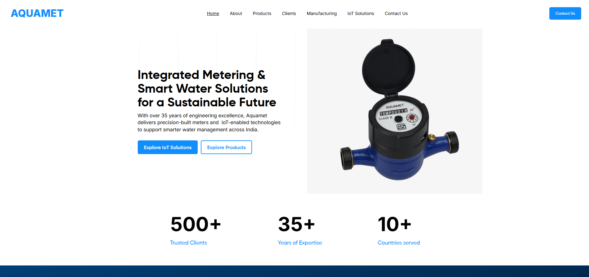 Aquamet website home page