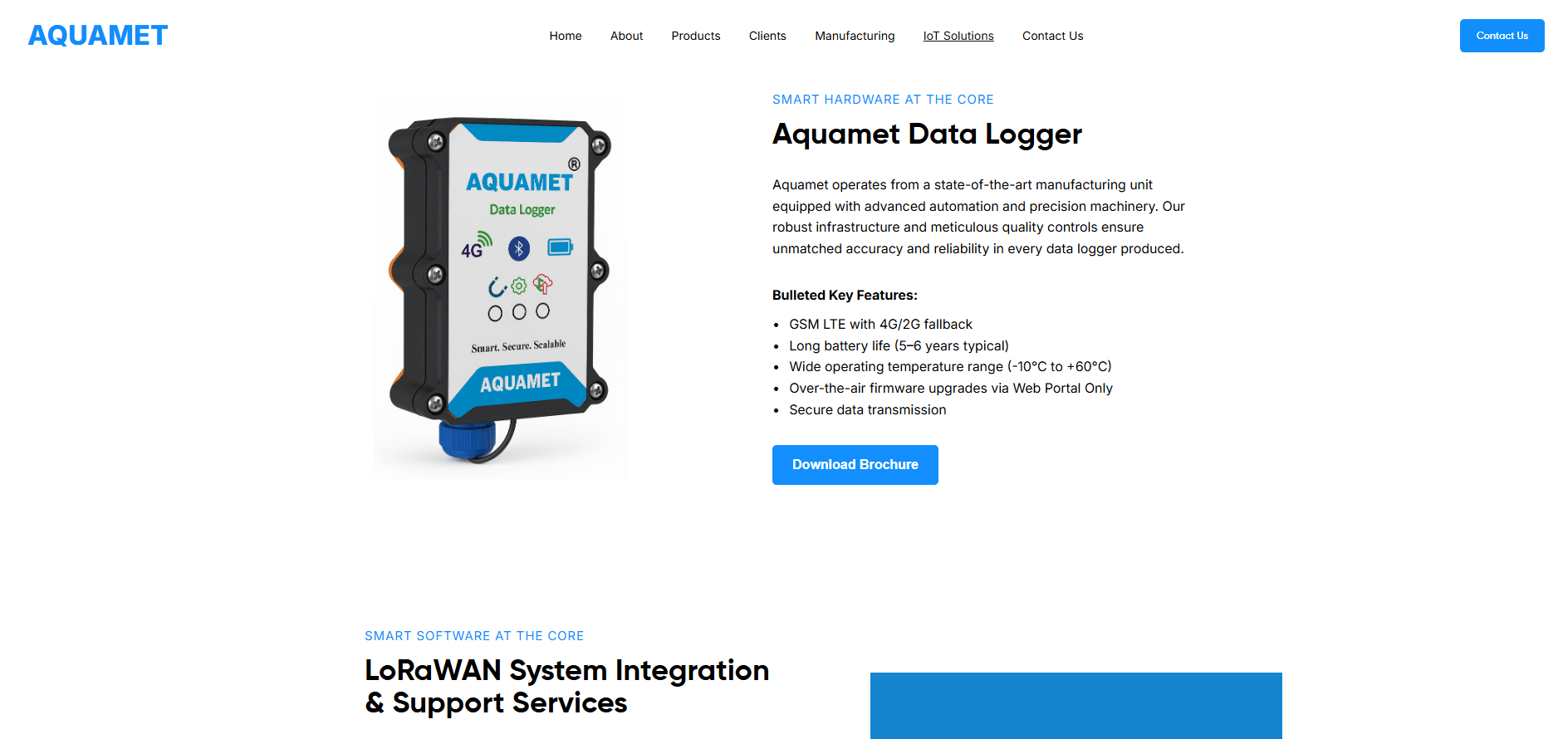 Aquamet website IoT page