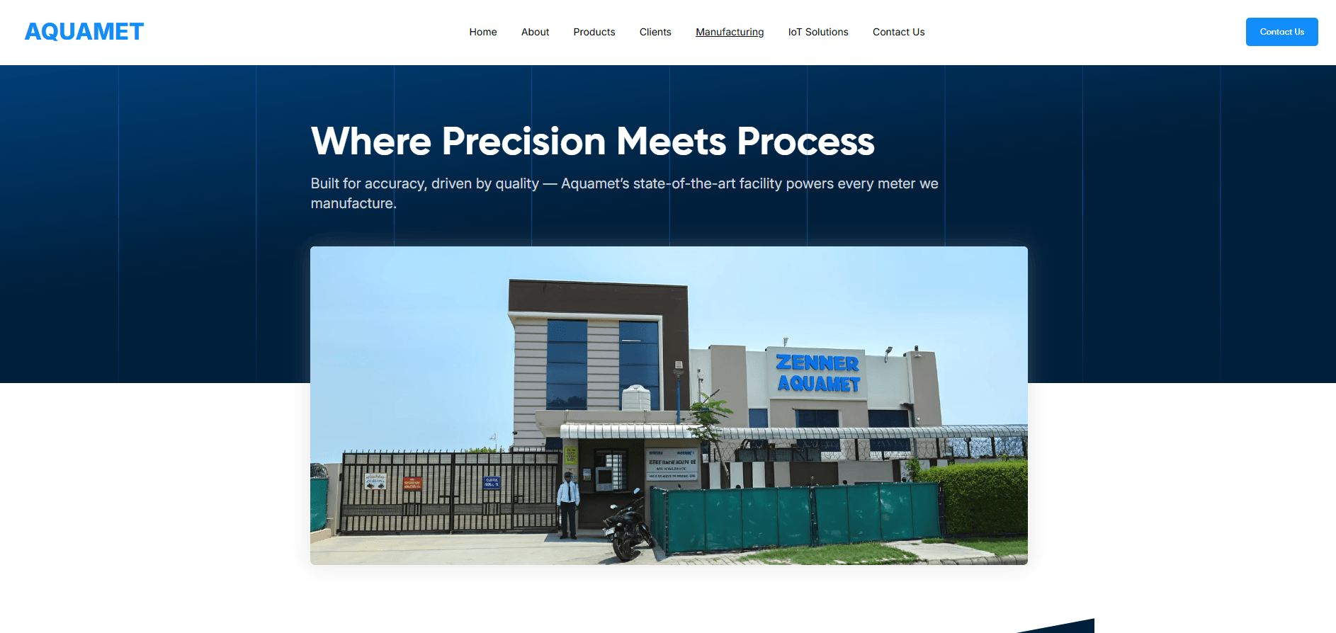 Aquamet website manufacturing page